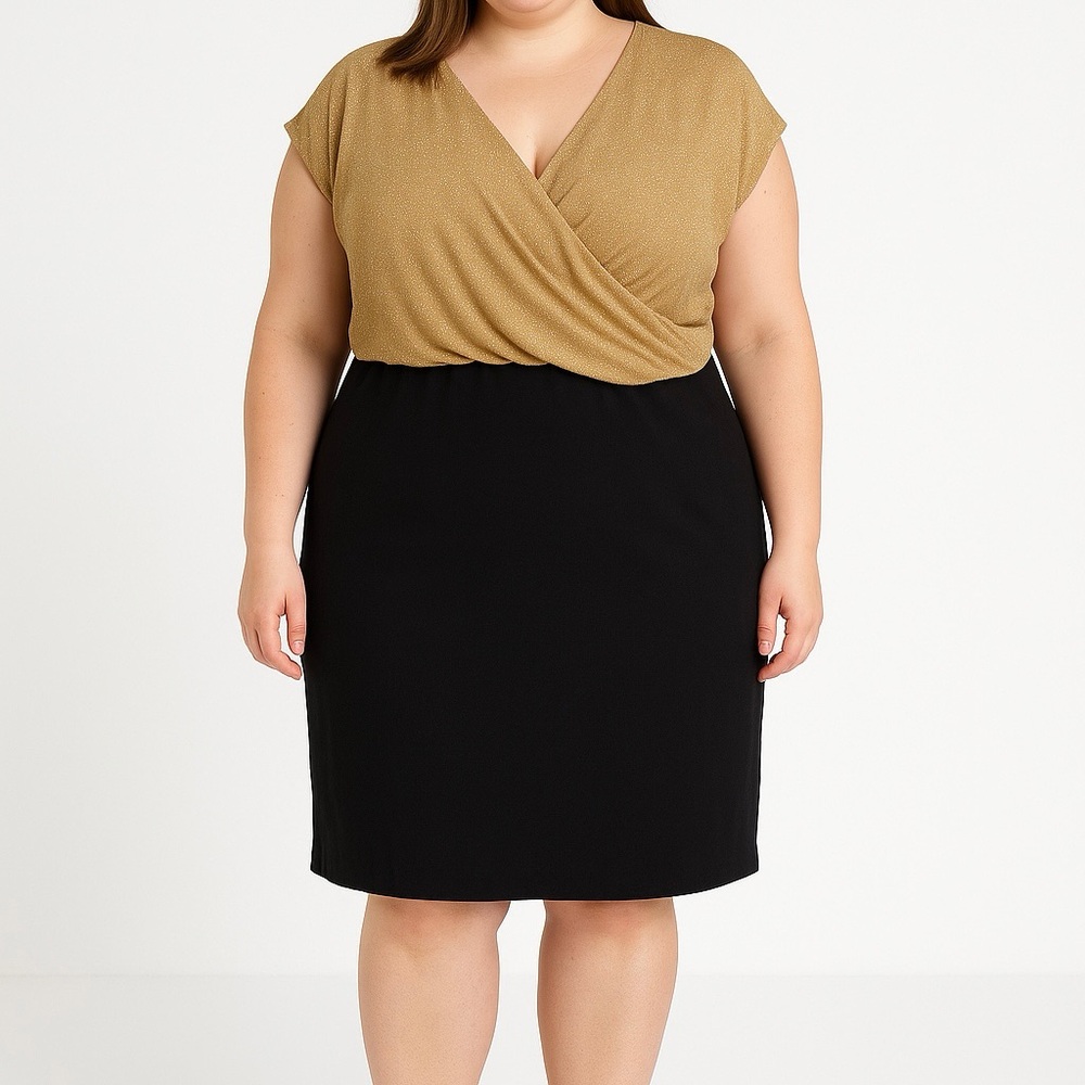 Nicole by Nicole Miller Gold Glitter & Black Cocktail Dress Women’s Size XXL